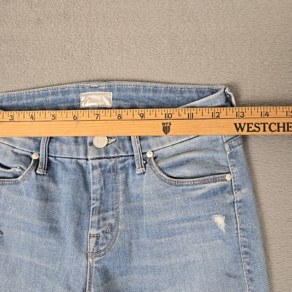 Mother Undone Hem Looker Crop Jeans Women's 24 Blue Denim Distressed Frayed Hem - Picture 9 of 13